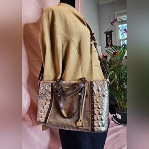 Authentic Brahmin Tuscan Addison Satchel - Vintage Suede & Croc Leather